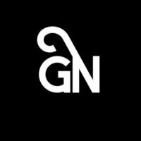 diseño de logotipo de letra gn sobre fondo negro. concepto de logotipo de letra de iniciales creativas gn. diseño de letra gn. gn diseño de letra blanca sobre fondo negro. gn, logotipo de gn vector