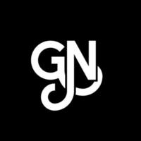 diseño de logotipo de letra gn sobre fondo negro. concepto de logotipo de letra de iniciales creativas gn. diseño de letra gn. gn diseño de letra blanca sobre fondo negro. gn, logotipo de gn vector