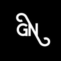 diseño de logotipo de letra gn sobre fondo negro. concepto de logotipo de letra de iniciales creativas gn. diseño de letra gn. gn diseño de letra blanca sobre fondo negro. gn, logotipo de gn vector