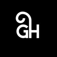 diseño del logotipo de la letra gh sobre fondo negro. concepto de logotipo de letra de iniciales creativas gh. diseño de letras gh. gh diseño de letras blancas sobre fondo negro. logotipo de gh, gh vector