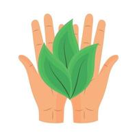 hands with leaves vector