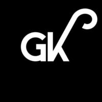 GK letter logo design on black background. GK creative initials letter logo concept. gk letter design. GK white letter design on black background. G K, g k logo vector