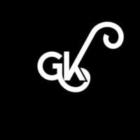 diseño de logotipo de letra gk sobre fondo negro. concepto de logotipo de letra de iniciales creativas gk. diseño de letras gk. gk diseño de letras blancas sobre fondo negro. logotipo de gk, gk vector