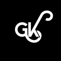 diseño de logotipo de letra gk sobre fondo negro. concepto de logotipo de letra de iniciales creativas gk. diseño de letras gk. gk diseño de letras blancas sobre fondo negro. logotipo de gk, gk vector