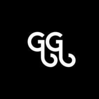 diseño de logotipo de letra gg sobre fondo negro. concepto de logotipo de letra de iniciales creativas gg. diseño de letras gg. gg diseño de letras blancas sobre fondo negro. logotipo de gg, gg vector