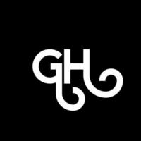 diseño del logotipo de la letra gh sobre fondo negro. concepto de logotipo de letra de iniciales creativas gh. diseño de letras gh. gh diseño de letras blancas sobre fondo negro. logotipo de gh, gh vector