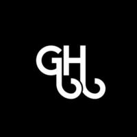 diseño del logotipo de la letra gh sobre fondo negro. concepto de logotipo de letra de iniciales creativas gh. diseño de letras gh. gh diseño de letras blancas sobre fondo negro. logotipo de gh, gh vector