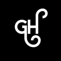 diseño del logotipo de la letra gh sobre fondo negro. concepto de logotipo de letra de iniciales creativas gh. diseño de letras gh. gh diseño de letras blancas sobre fondo negro. logotipo de gh, gh vector