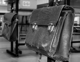 old schoolbag at school photo