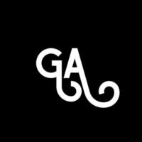 GA letter logo design on black background. GA creative initials letter logo concept. ga letter design. GA white letter design on black background. G A, g a logo vector