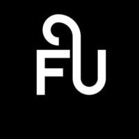 diseño de logotipo de letra fu sobre fondo negro. concepto creativo del logotipo de la letra de las iniciales fu. diseño de letras fu. fu diseño de letras blancas sobre fondo negro. logotipo de fu, fu vector