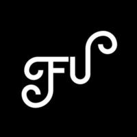 diseño de logotipo de letra fu sobre fondo negro. concepto creativo del logotipo de la letra de las iniciales fu. diseño de letras fu. fu diseño de letras blancas sobre fondo negro. logotipo de fu, fu vector