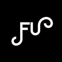 diseño de logotipo de letra fu sobre fondo negro. concepto creativo del logotipo de la letra de las iniciales fu. diseño de letras fu. fu diseño de letras blancas sobre fondo negro. logotipo de fu, fu vector