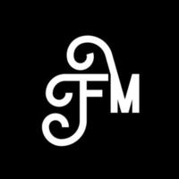 diseño de logotipo de letra fm sobre fondo negro. concepto de logotipo de letra de iniciales creativas fm. diseño de letras fm. fm diseño de letras blancas sobre fondo negro. fm, logotipo de fm vector