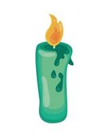 green burning candle vector