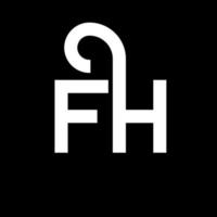 diseño del logotipo de la letra fh sobre fondo negro. concepto de logotipo de letra de iniciales creativas fh. diseño de letra fh. fh diseño de letras blancas sobre fondo negro. fh, logotipo de fh vector