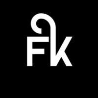 diseño de logotipo de letra fk sobre fondo negro. concepto de logotipo de letra de iniciales creativas fk. diseño de letras fk. fk diseño de letras blancas sobre fondo negro. fk, logotipo de fk vector