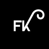 diseño de logotipo de letra fk sobre fondo negro. concepto de logotipo de letra de iniciales creativas fk. diseño de letras fk. fk diseño de letras blancas sobre fondo negro. fk, logotipo de fk vector