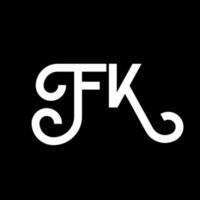 diseño de logotipo de letra fk sobre fondo negro. concepto de logotipo de letra de iniciales creativas fk. diseño de letras fk. fk diseño de letras blancas sobre fondo negro. fk, logotipo de fk vector
