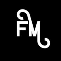 diseño de logotipo de letra fm sobre fondo negro. concepto de logotipo de letra de iniciales creativas fm. diseño de letras fm. fm diseño de letras blancas sobre fondo negro. fm, logotipo de fm vector