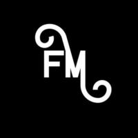 diseño de logotipo de letra fm sobre fondo negro. concepto de logotipo de letra de iniciales creativas fm. diseño de letras fm. fm diseño de letras blancas sobre fondo negro. fm, logotipo de fm vector