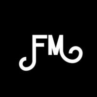 diseño de logotipo de letra fm sobre fondo negro. concepto de logotipo de letra de iniciales creativas fm. diseño de letras fm. fm diseño de letras blancas sobre fondo negro. fm, logotipo de fm vector