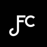 diseño del logotipo de la letra fc sobre fondo negro. concepto de logotipo de letra de iniciales creativas fc. diseño de letras fc. fc diseño de letras blancas sobre fondo negro. fc, logotipo de fc vector