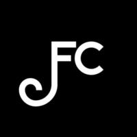 diseño del logotipo de la letra fc sobre fondo negro. concepto de logotipo de letra de iniciales creativas fc. diseño de letras fc. fc diseño de letras blancas sobre fondo negro. fc, logotipo de fc vector