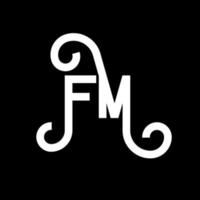 diseño de logotipo de letra fm sobre fondo negro. concepto de logotipo de letra de iniciales creativas fm. diseño de letras fm. fm diseño de letras blancas sobre fondo negro. fm, logotipo de fm vector