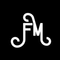 diseño de logotipo de letra fm sobre fondo negro. concepto de logotipo de letra de iniciales creativas fm. diseño de letras fm. fm diseño de letras blancas sobre fondo negro. fm, logotipo de fm vector