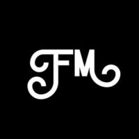 diseño de logotipo de letra fm sobre fondo negro. concepto de logotipo de letra de iniciales creativas fm. diseño de letras fm. fm diseño de letras blancas sobre fondo negro. fm, logotipo de fm vector