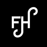 diseño del logotipo de la letra fh sobre fondo negro. concepto de logotipo de letra de iniciales creativas fh. diseño de letra fh. fh diseño de letras blancas sobre fondo negro. fh, logotipo de fh vector