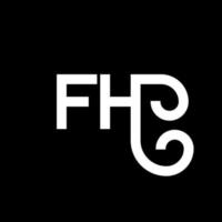 diseño del logotipo de la letra fh sobre fondo negro. concepto de logotipo de letra de iniciales creativas fh. diseño de letra fh. fh diseño de letras blancas sobre fondo negro. fh, logotipo de fh vector