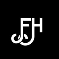 diseño del logotipo de la letra fh sobre fondo negro. concepto de logotipo de letra de iniciales creativas fh. diseño de letra fh. fh diseño de letras blancas sobre fondo negro. fh, logotipo de fh vector