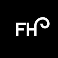 diseño del logotipo de la letra fh sobre fondo negro. concepto de logotipo de letra de iniciales creativas fh. diseño de letra fh. fh diseño de letras blancas sobre fondo negro. fh, logotipo de fh vector