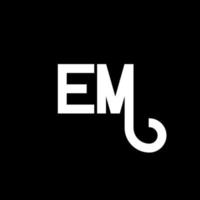 EM letter logo design on black background. EM creative initials letter logo concept. em letter design. EM white letter design on black background. E M, e m logo vector