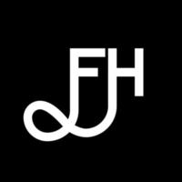 diseño del logotipo de la letra fh sobre fondo negro. concepto de logotipo de letra de iniciales creativas fh. diseño de letra fh. fh diseño de letras blancas sobre fondo negro. fh, logotipo de fh vector