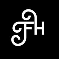 diseño del logotipo de la letra fh sobre fondo negro. concepto de logotipo de letra de iniciales creativas fh. diseño de letra fh. fh diseño de letras blancas sobre fondo negro. fh, logotipo de fh vector