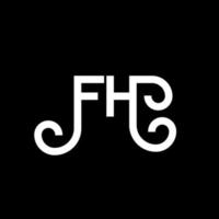 diseño del logotipo de la letra fh sobre fondo negro. concepto de logotipo de letra de iniciales creativas fh. diseño de letra fh. fh diseño de letras blancas sobre fondo negro. fh, logotipo de fh vector