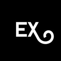 ex diseño de logotipo de carta sobre fondo negro. concepto de logotipo de letra ex iniciales creativas. ex diseño de letras. ex diseño de letras blancas sobre fondo negro. ex, ex logotipo vector