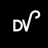 diseño de logotipo de letra dv sobre fondo negro. concepto de logotipo de letra de iniciales creativas dv. diseño de letras dv. dv diseño de letras blancas sobre fondo negro. dv, logotipo de dv vector