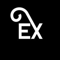 ex diseño de logotipo de carta sobre fondo negro. concepto de logotipo de letra ex iniciales creativas. ex diseño de letras. ex diseño de letras blancas sobre fondo negro. ex, ex logotipo vector