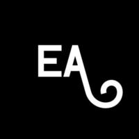 diseño del logotipo de la letra ea sobre fondo negro. concepto de logotipo de letra de iniciales creativas ea. diseño de letra ea. ea diseño de letra blanca sobre fondo negro. ea, logotipo de ea vector