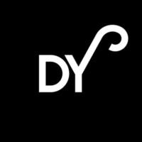 diseño del logotipo de la letra dy sobre fondo negro. concepto creativo del logotipo de la letra de las iniciales dy. diseño de letra dy. dy diseño de letras blancas sobre fondo negro. logotipo de dy, dy vector