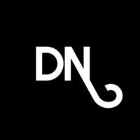 diseño del logotipo de la letra dn sobre fondo negro. concepto de logotipo de letra de iniciales creativas dn. diseño de letra dn. dn diseño de letras blancas sobre fondo negro. logotipo de dn, dn vector