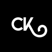 diseño del logotipo de la letra ck sobre fondo negro. ck concepto creativo del logotipo de la letra inicial. diseño de letra ck. ck diseño de letras blancas sobre fondo negro. logotipo de ck, ck vector