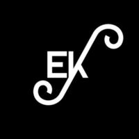 diseño del logotipo de la letra ek sobre fondo negro. ek creative iniciales carta logo concepto. diseño de letras ek. ek diseño de letras blancas sobre fondo negro. logotipo de ek, ek vector