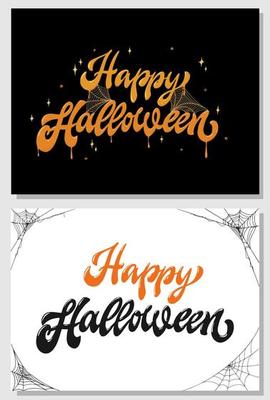 set of creative hand lettering quotes for Halloween posters, cards, prints, invitations, banners, etc. Happy Halloween typography phrase. EPS 10