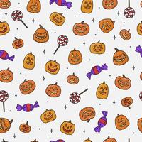 Halloween seamless pattern with doodles on white backgroud. Halloween wrapping paper, scrapbooking, wallpaper, stationary, textile prints, etc. EPS 10 vector