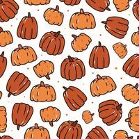 patrón impecable con calabazas dibujadas a mano para envolver papel, estampados textiles y de tela, papel digital, utensilios de cocina, cosecha, acción de gracias y decoración de halloween. eps 10 vector